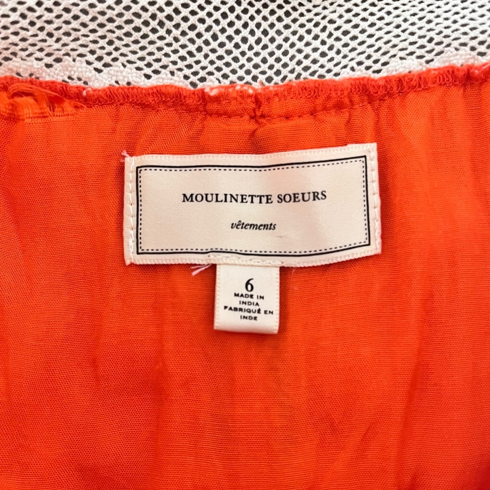 Anthropologie Moulinette Soeurs Orange Cream embroidered Sundress Sleeveless 6 - Picture 6 of 11